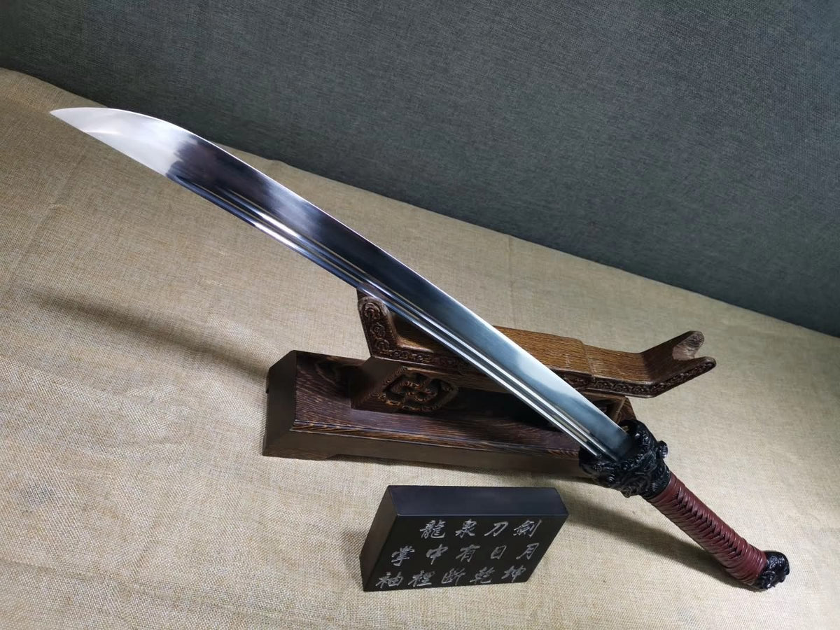 Dragon Tiger Broadsword(High carbon steel blade,Leather scabbard)Sharp - Chinese sword shop