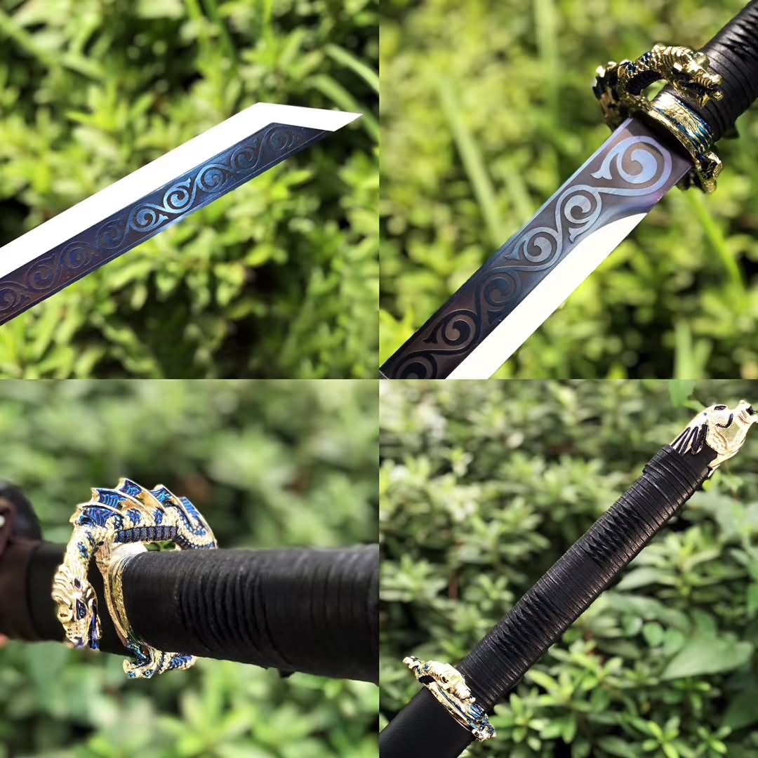 Long Dao saber,Hihg carbon steel blade,Leather scabbard