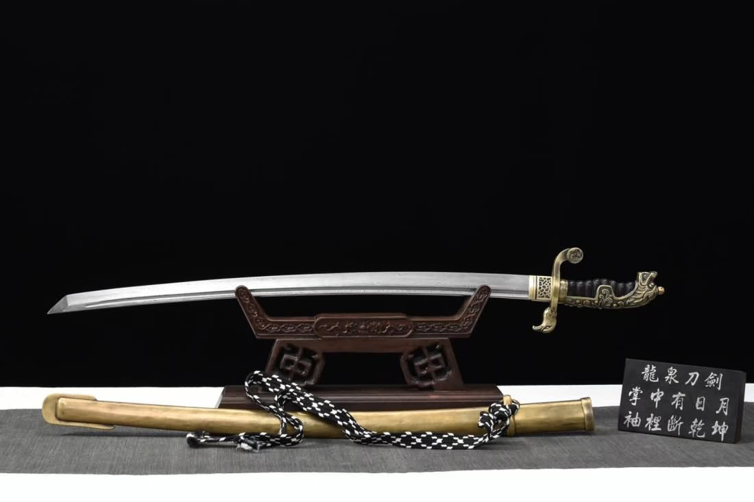 Saber,Forged damascus steel,Brass scabbard - Chinese sword shop