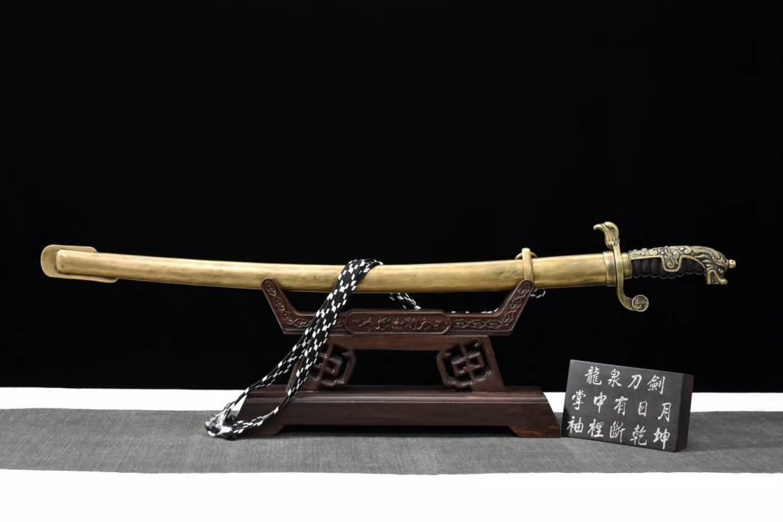 Saber,Forged damascus steel,Brass scabbard - Chinese sword shop