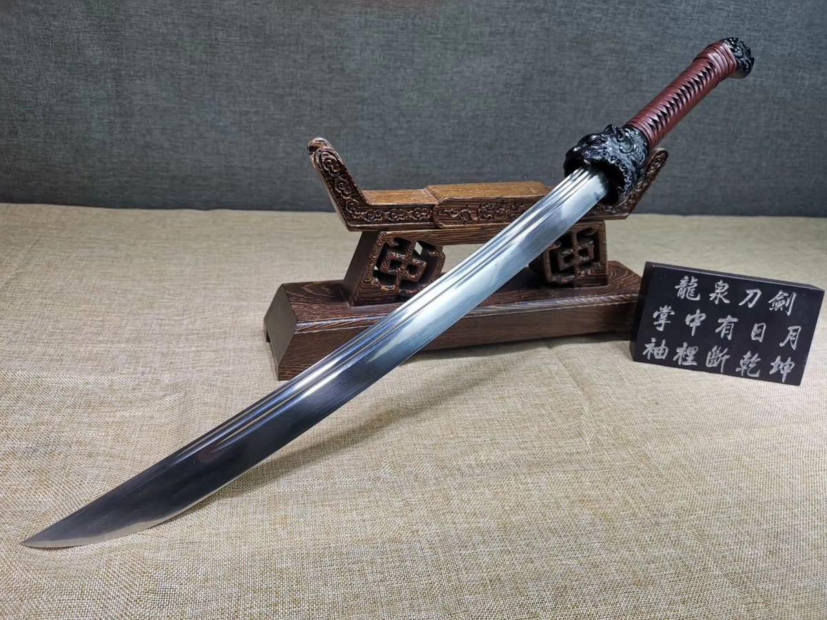 Dragon Tiger Broadsword(High carbon steel blade,Leather scabbard)Sharp - Chinese sword shop