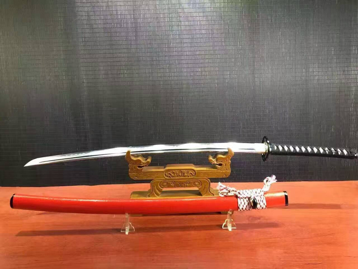 katana/High carbon steel burn blade/Red Scabbard/Alloy Tosogu - Chinese sword shop