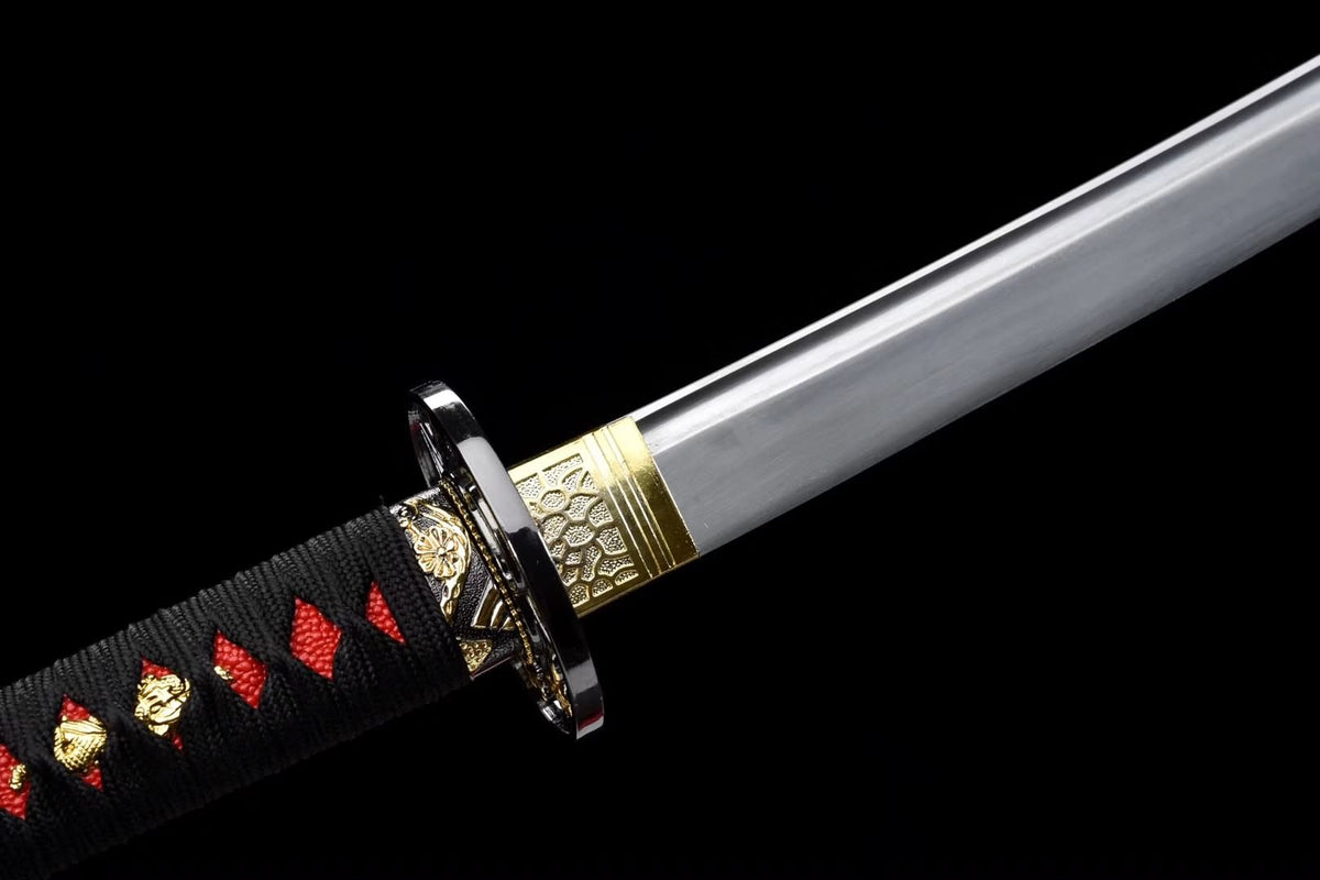 Red samurai sword,High carbon steel blade,Leather scabbard - Chinese sword shop