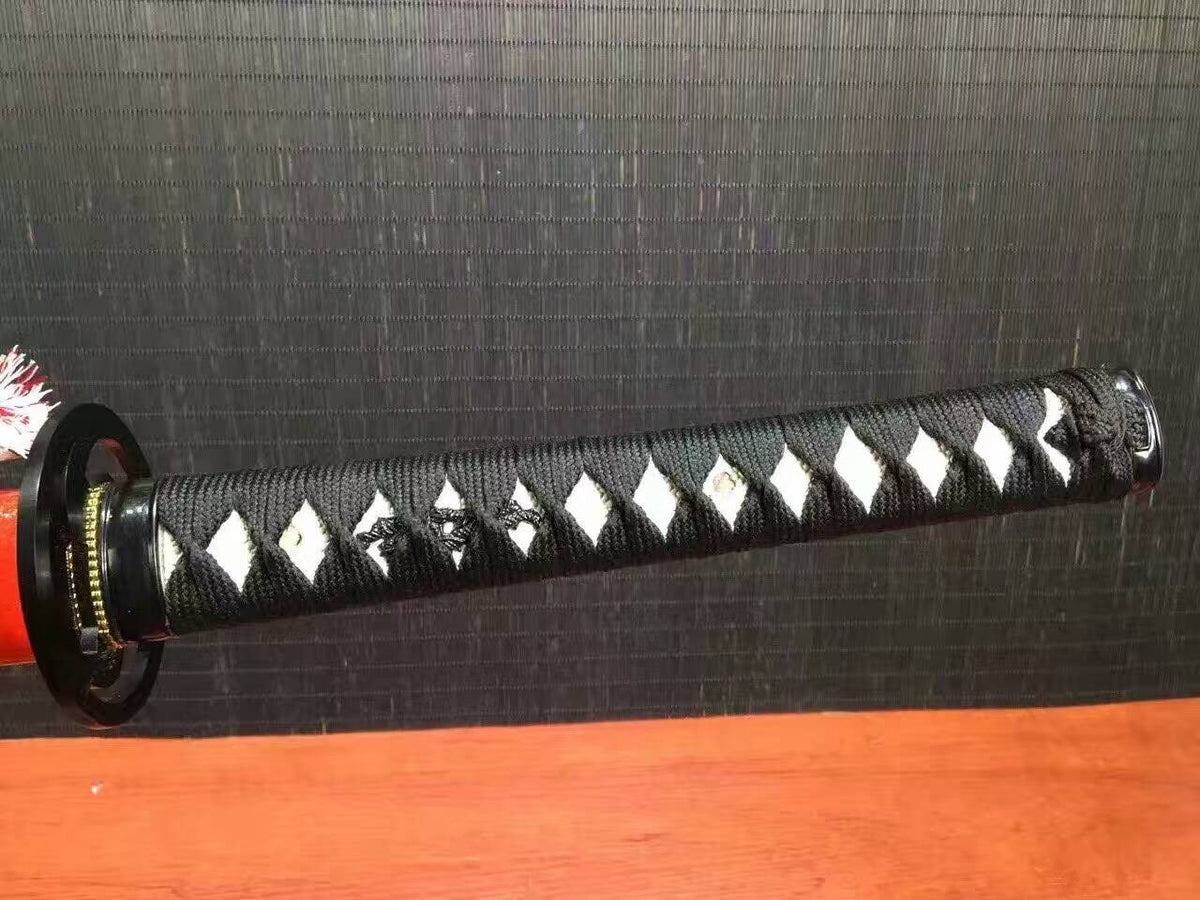 katana/High carbon steel burn blade/Red Scabbard/Alloy Tosogu - Chinese sword shop