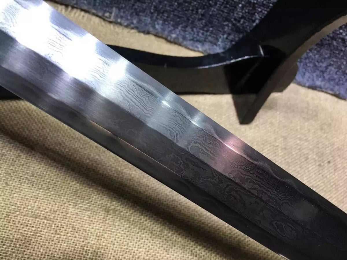 Loong sword,Han jian,Damascus steel blade,Black scabbard,Brass,Length 38" - Chinese sword shop