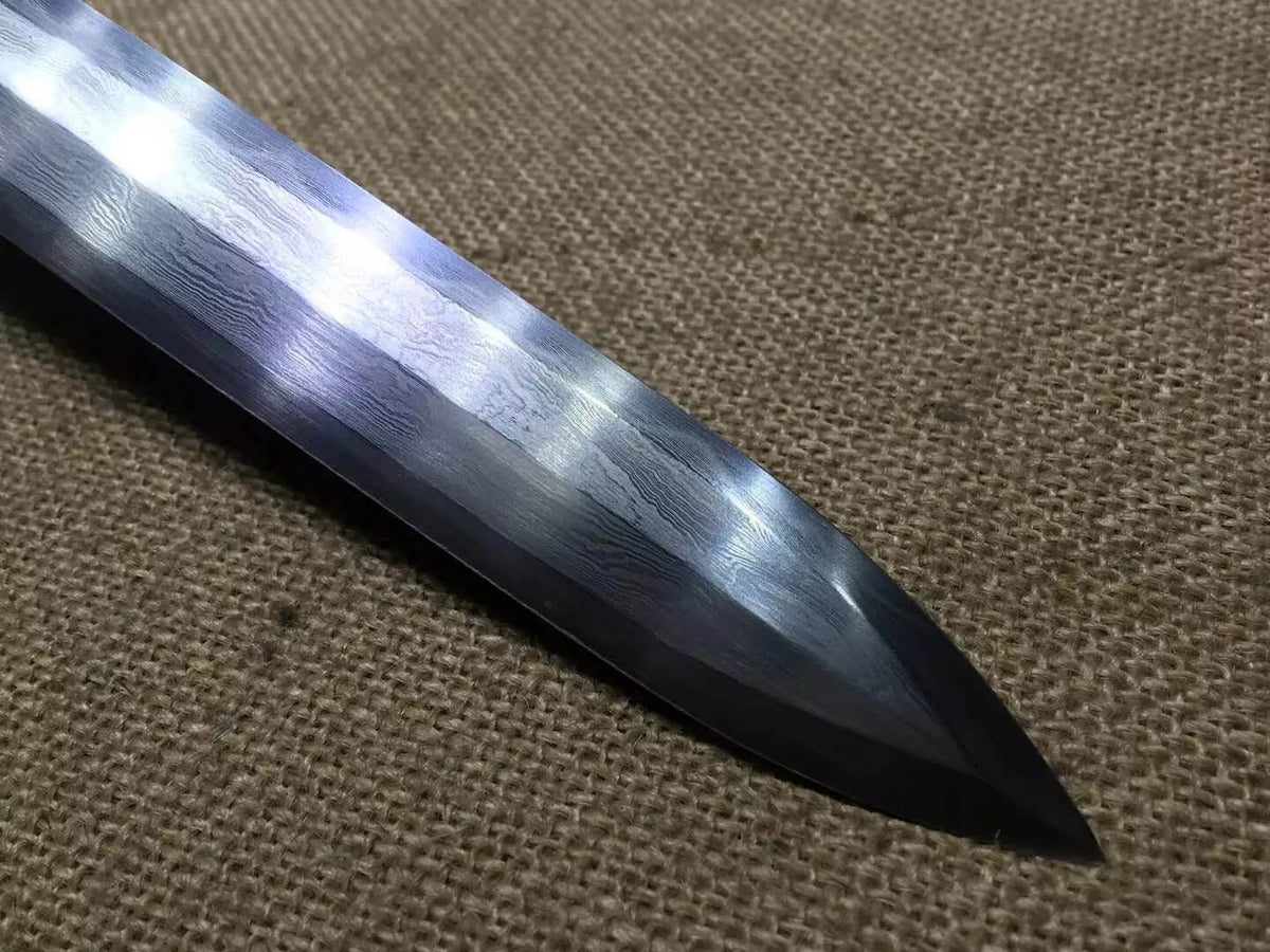 Loong sword,Han jian,Damascus steel blade,Black scabbard,Brass,Length 38" - Chinese sword shop