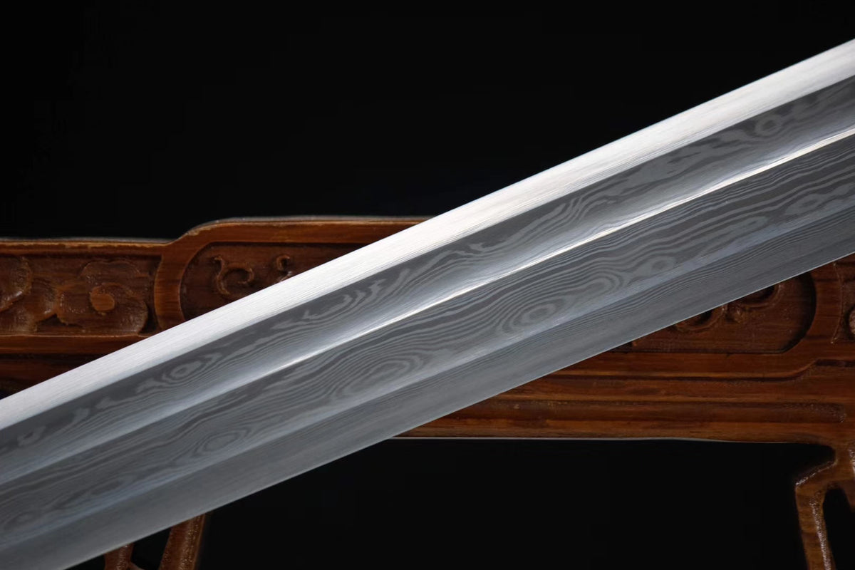 Han jian,Handmade Damascus steel blade,Rosewood,Brass fittings - Chinese sword shop