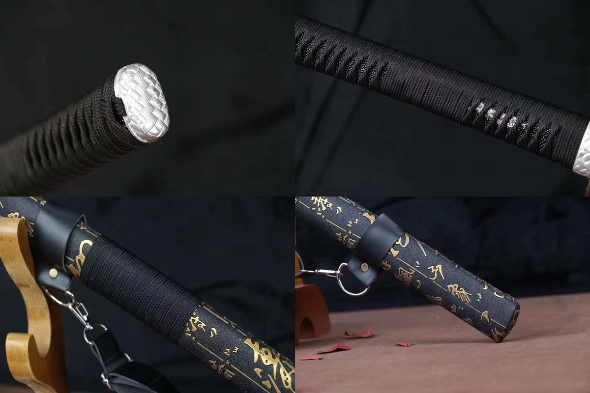 Nihontou katana,High carbon steel burn blade,Leather scabbard - Chinese sword shop