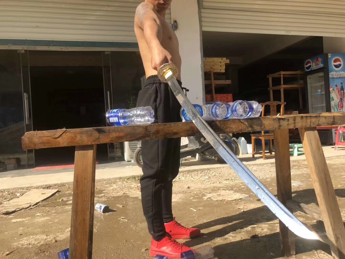 Nihontou katana,High carbon steel burn blade,Leather scabbard - Chinese sword shop