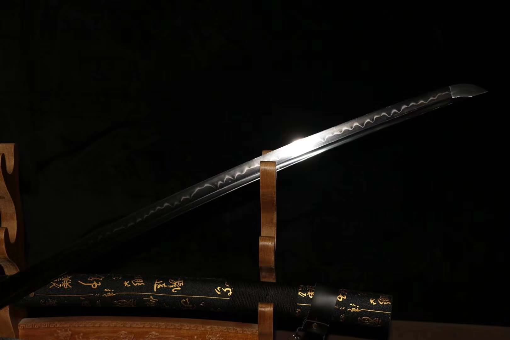 Nihontou katana,High carbon steel burn blade,Leather scabbard - Chinese sword shop