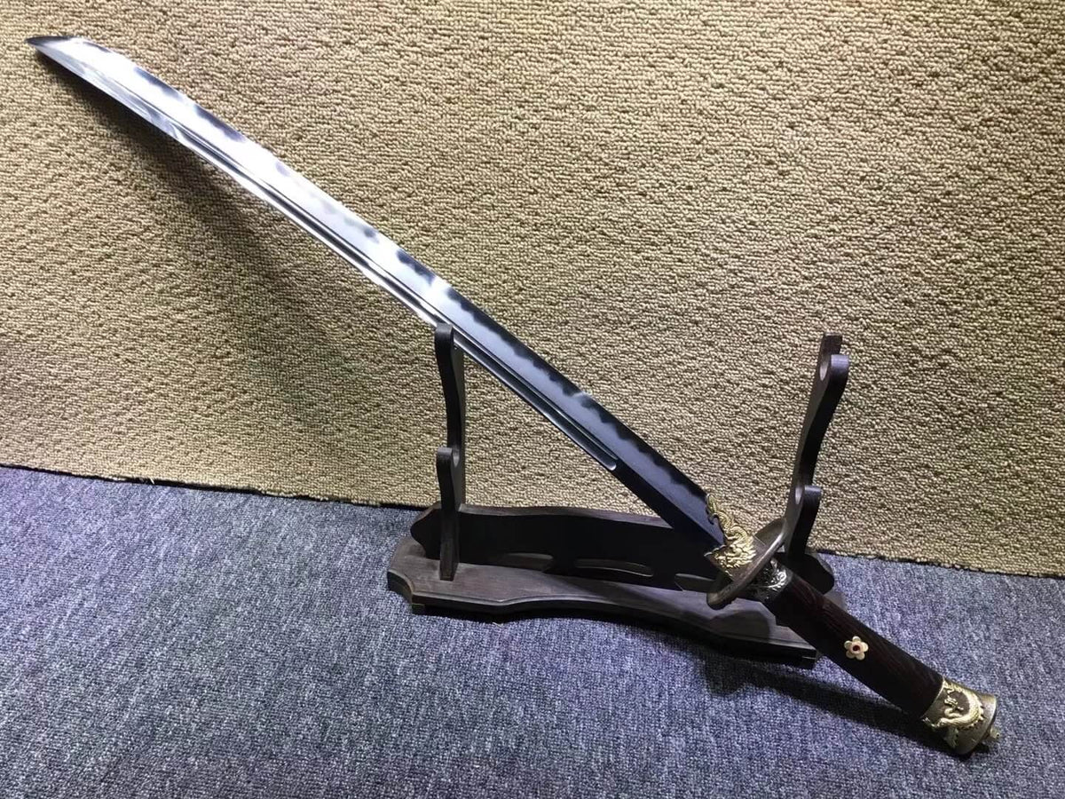 Broadsword,Damascus steel burn blade,Ebony scabbard,Brass fittings&Handmade art - Chinese sword shop