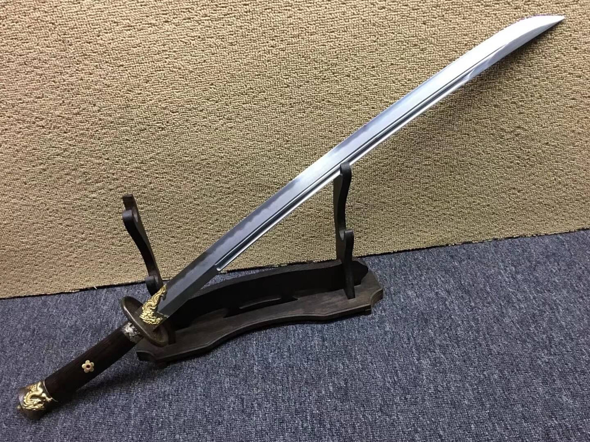 Broadsword,Damascus steel burn blade,Ebony scabbard,Brass fittings&Handmade art - Chinese sword shop
