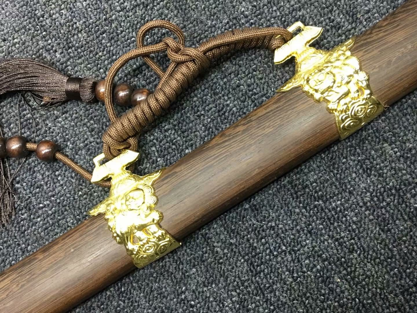 Nihontou Tachi,High carbon steel burn blade,Rosewood,Alloy tosogu - Chinese sword shop