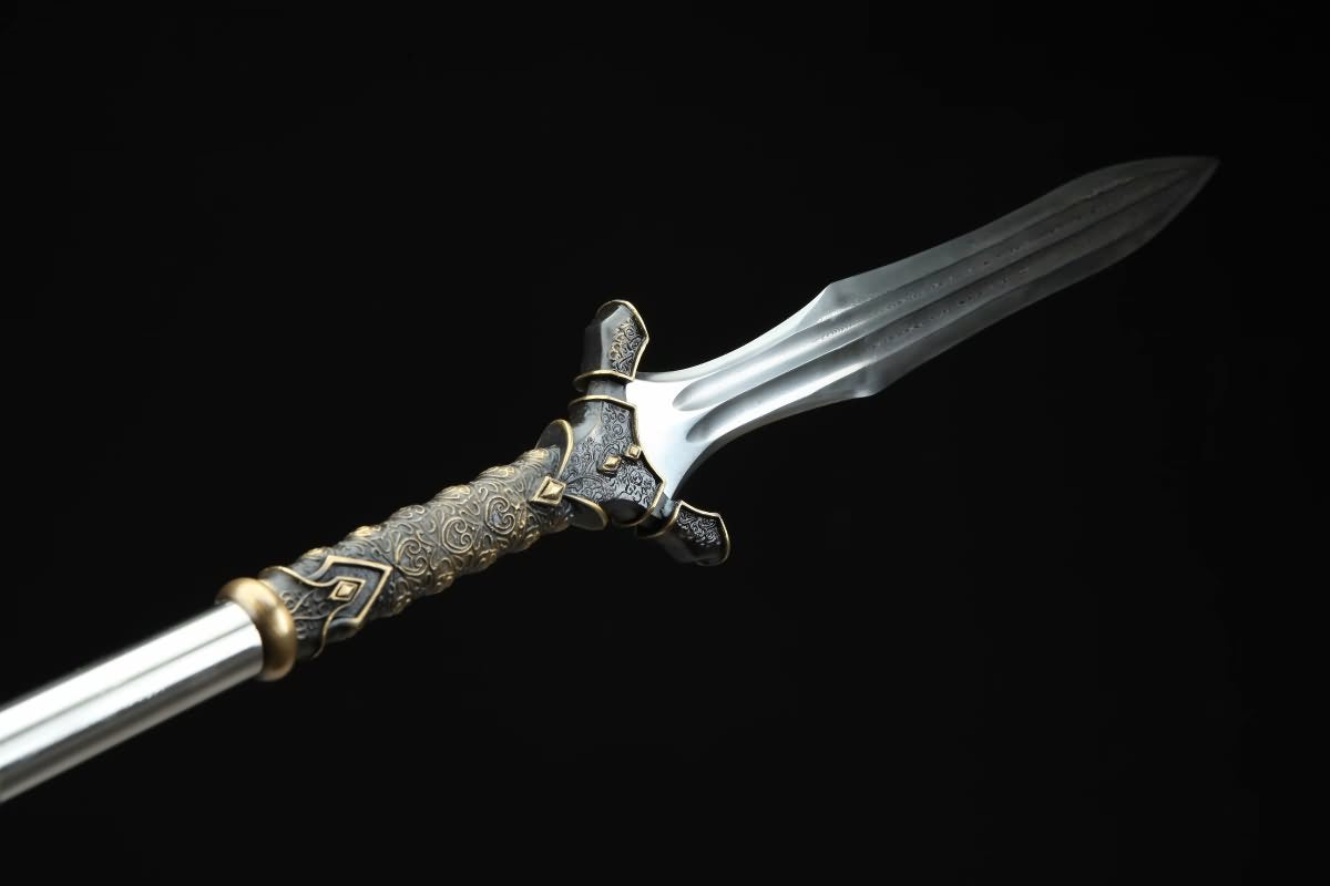 Chinese Traditional Spear(Forged Damascus Steel Spearhead) Full Tang,Chinese Sword