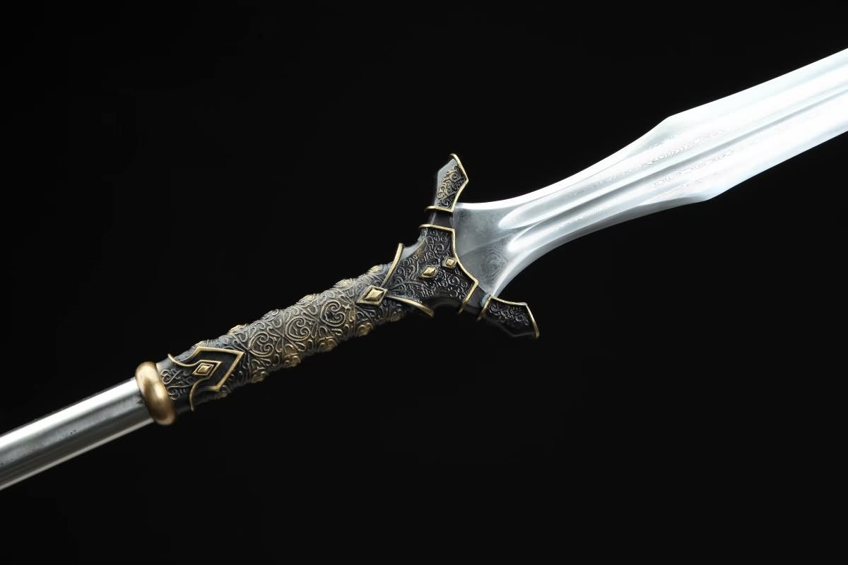 Chinese Traditional Spear(Forged Damascus Steel Spearhead) Full Tang,Chinese Sword