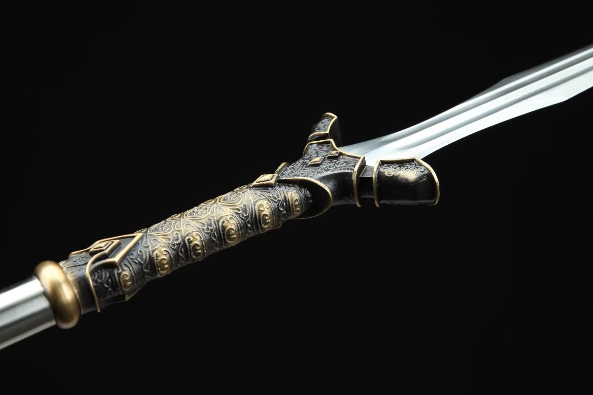 Chinese Traditional Spear(Forged Damascus Steel Spearhead) Full Tang,Chinese Sword