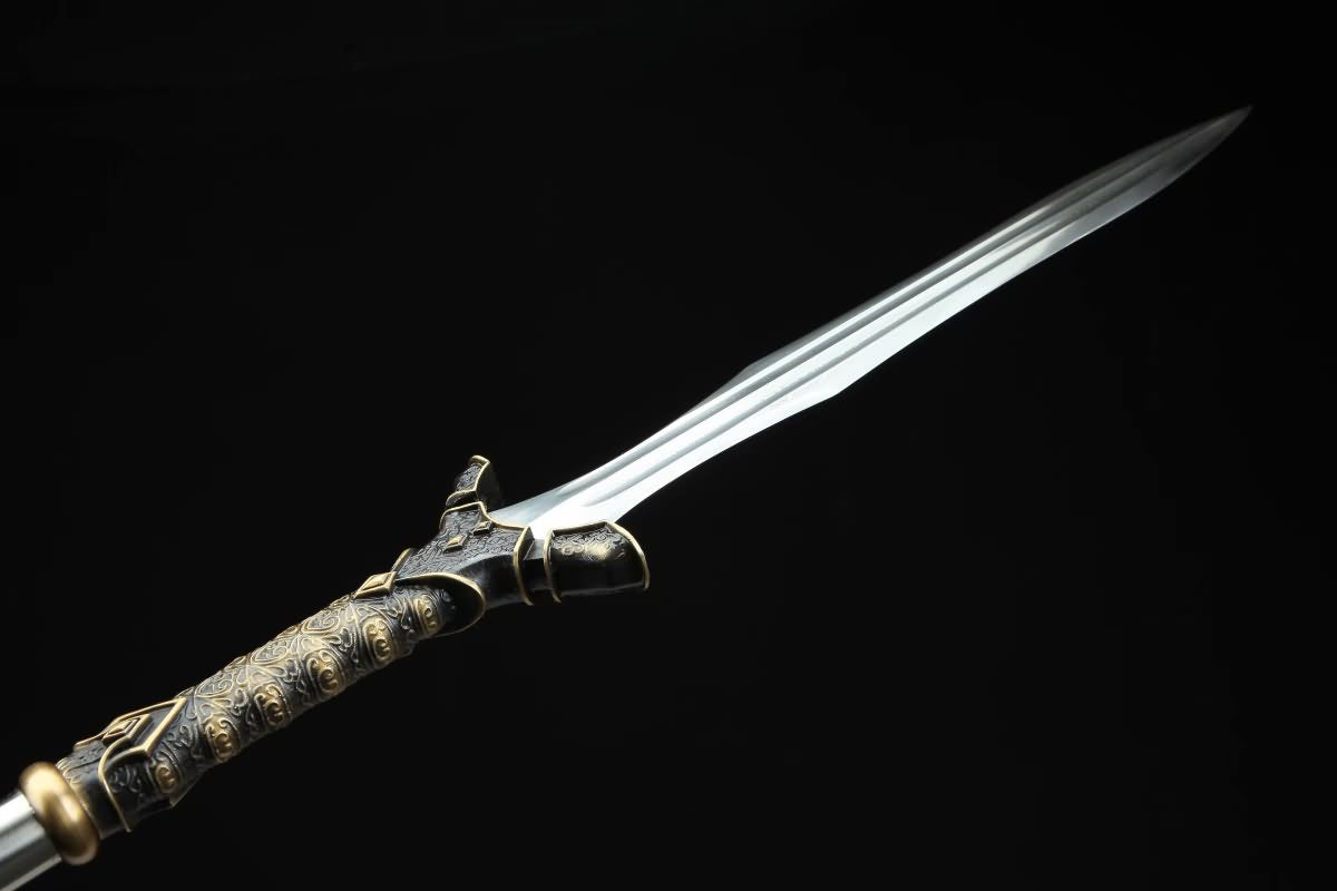Chinese Traditional Spear(Forged Damascus Steel Spearhead) Full Tang,Chinese Sword