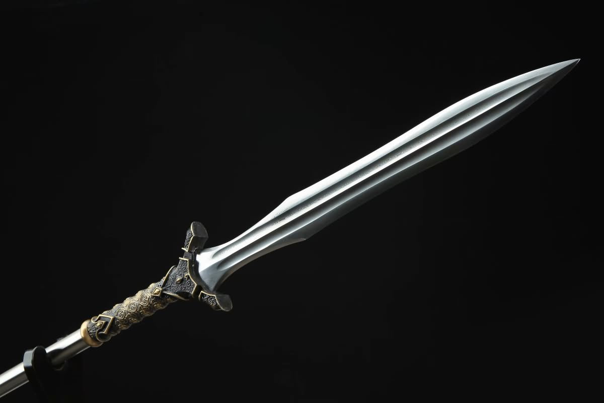 Chinese Traditional Spear(Forged Damascus Steel Spearhead) Full Tang,Chinese Sword