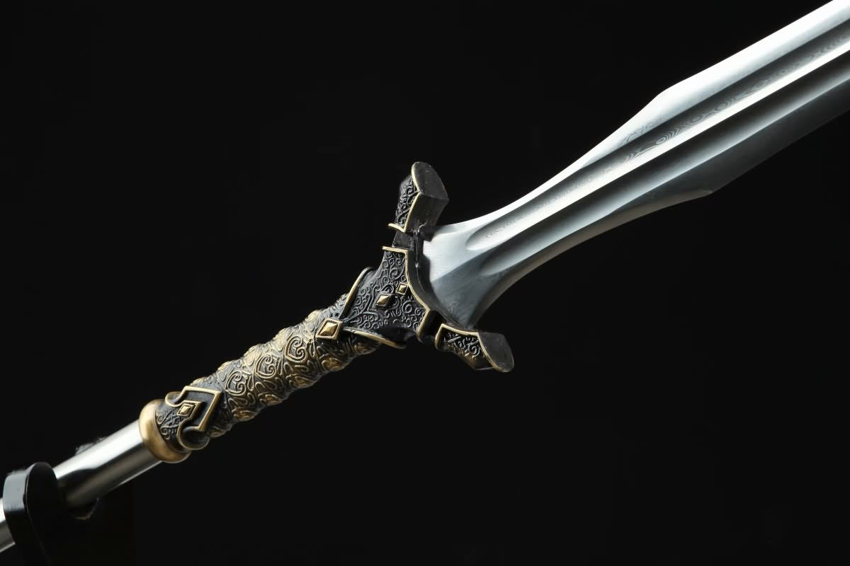 Chinese Traditional Spear(Forged Damascus Steel Spearhead) Full Tang,Chinese Sword