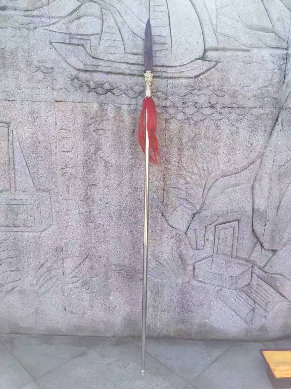 Tiger spear,Folded steel Spearhead,stainless steel rod,Brass fittings - Chinese sword shop