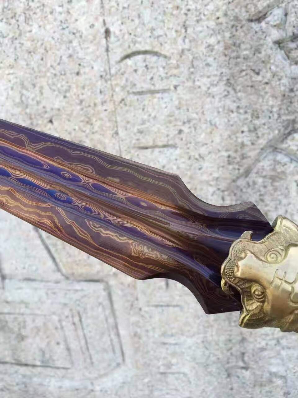 Tiger spear,Folded steel Spearhead,stainless steel rod,Brass fittings - Chinese sword shop