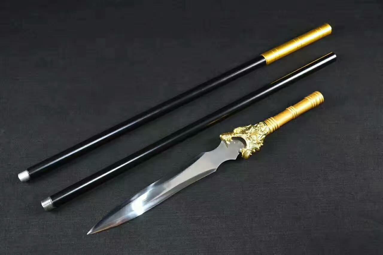 Dragon spear,lance,High manganese steel Spearhead,Stainless steel rod,Length 82 inch - Chinese sword shop