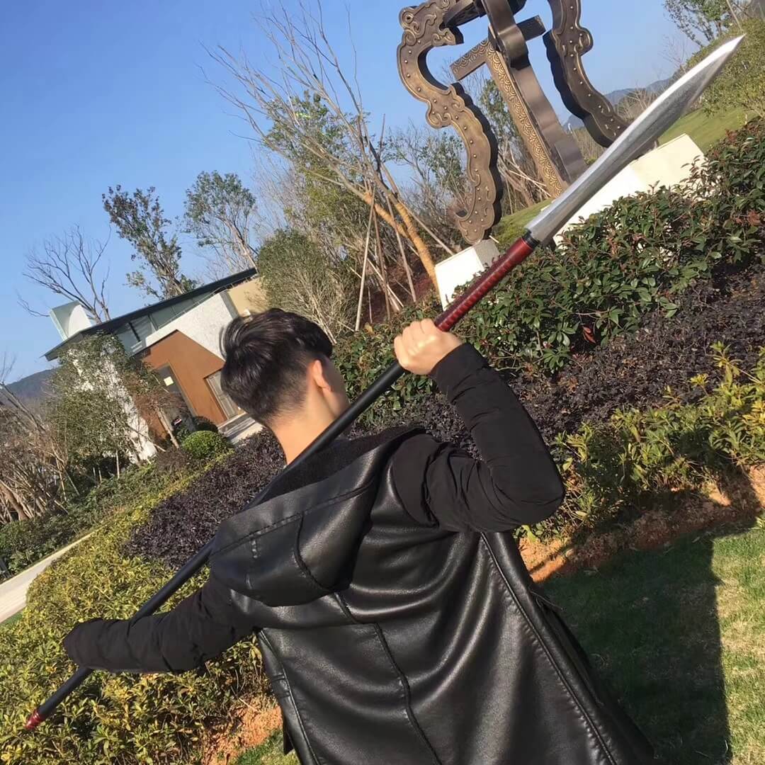 Tongtian spear(Folded steel Spearhead,stainless steel rod)Length 76" - Chinese sword shop