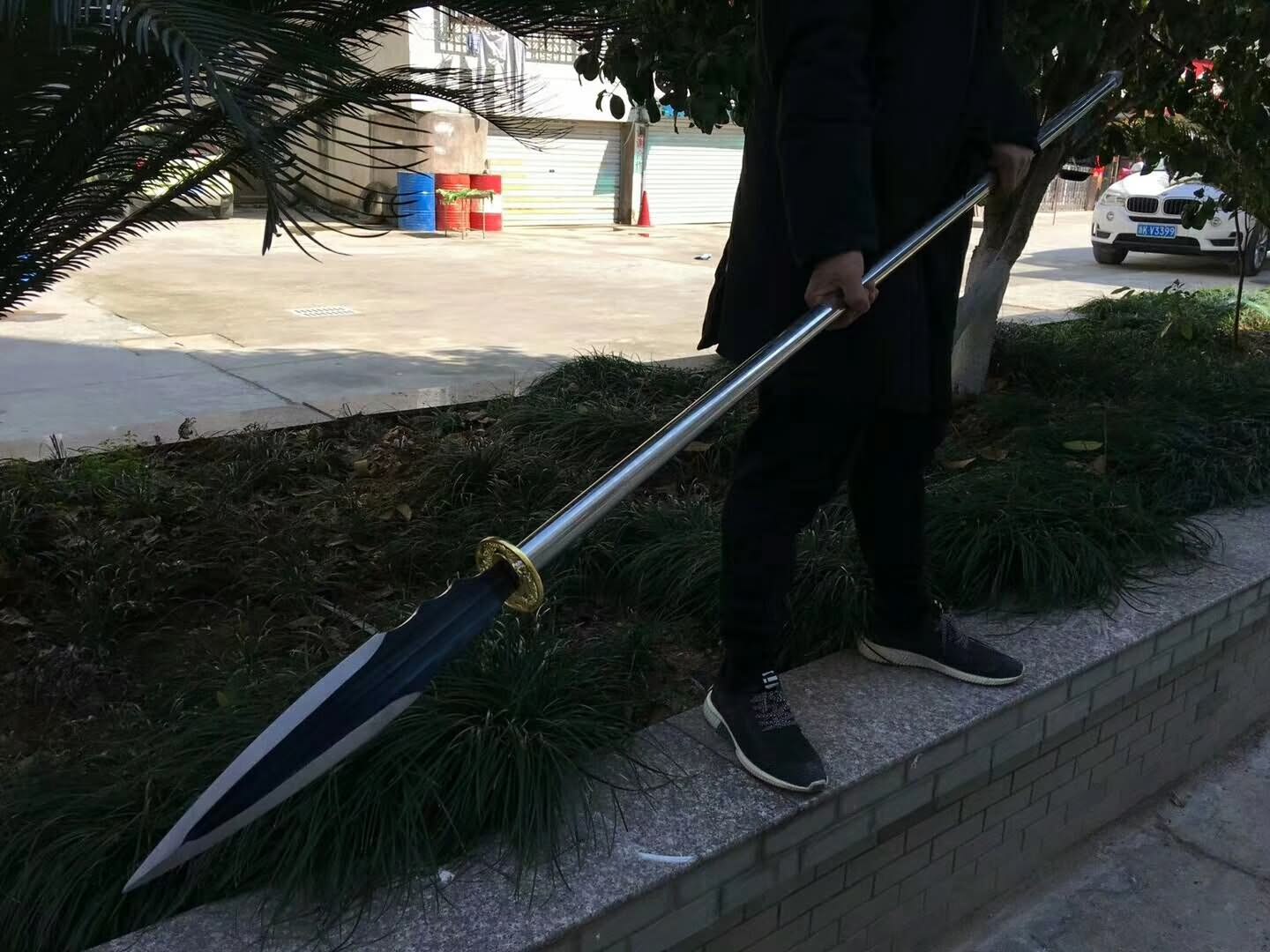 Spear(High carbon steel blade,Stainless steel rod)Handmade - Chinese sword shop