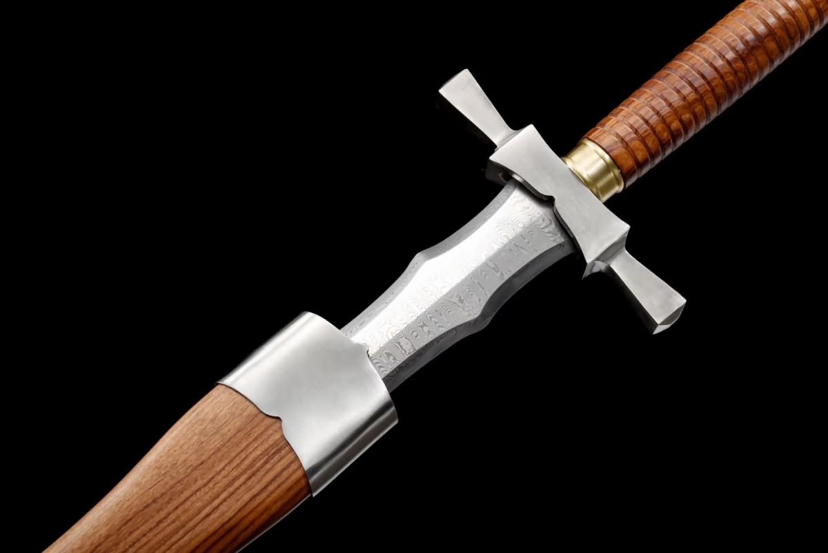 Knightly Sword real(Forged damascus blade,Rosewood scabbard)Battle ready,Chinese sword