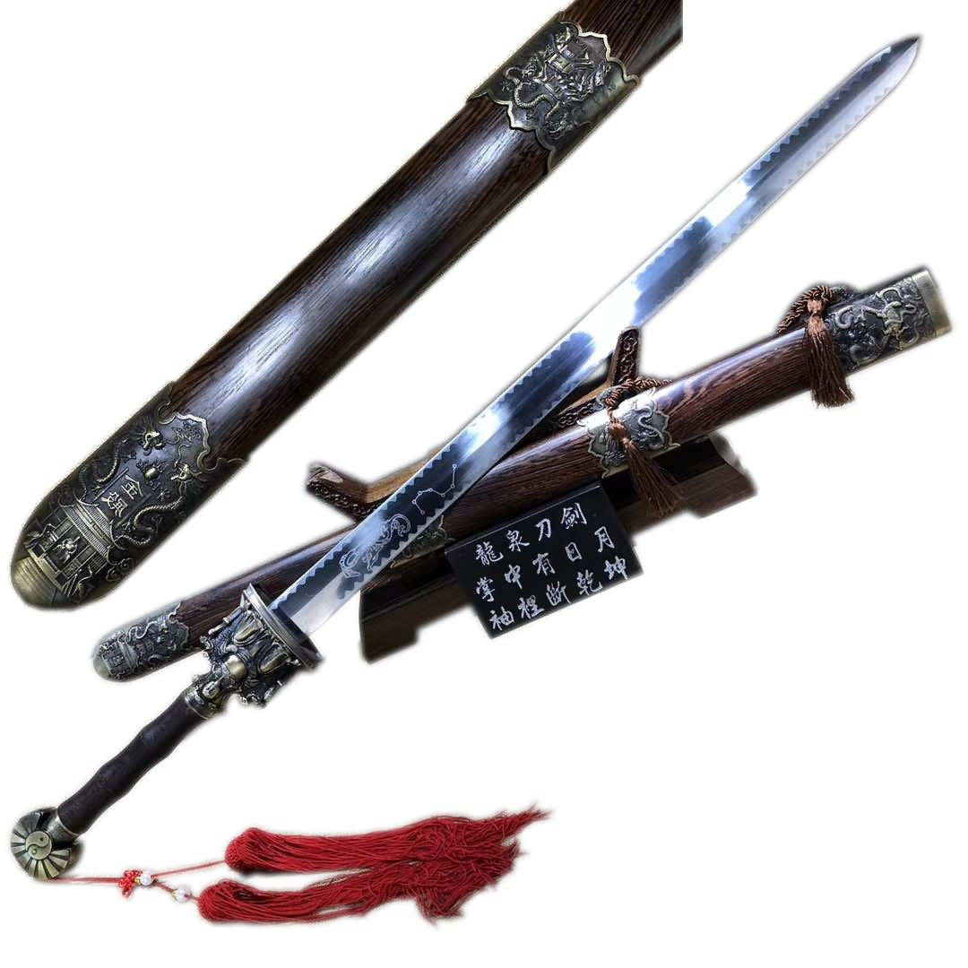 Longquan sword,Medium carbon steel,Rosewood,Alloy - Chinese sword shop