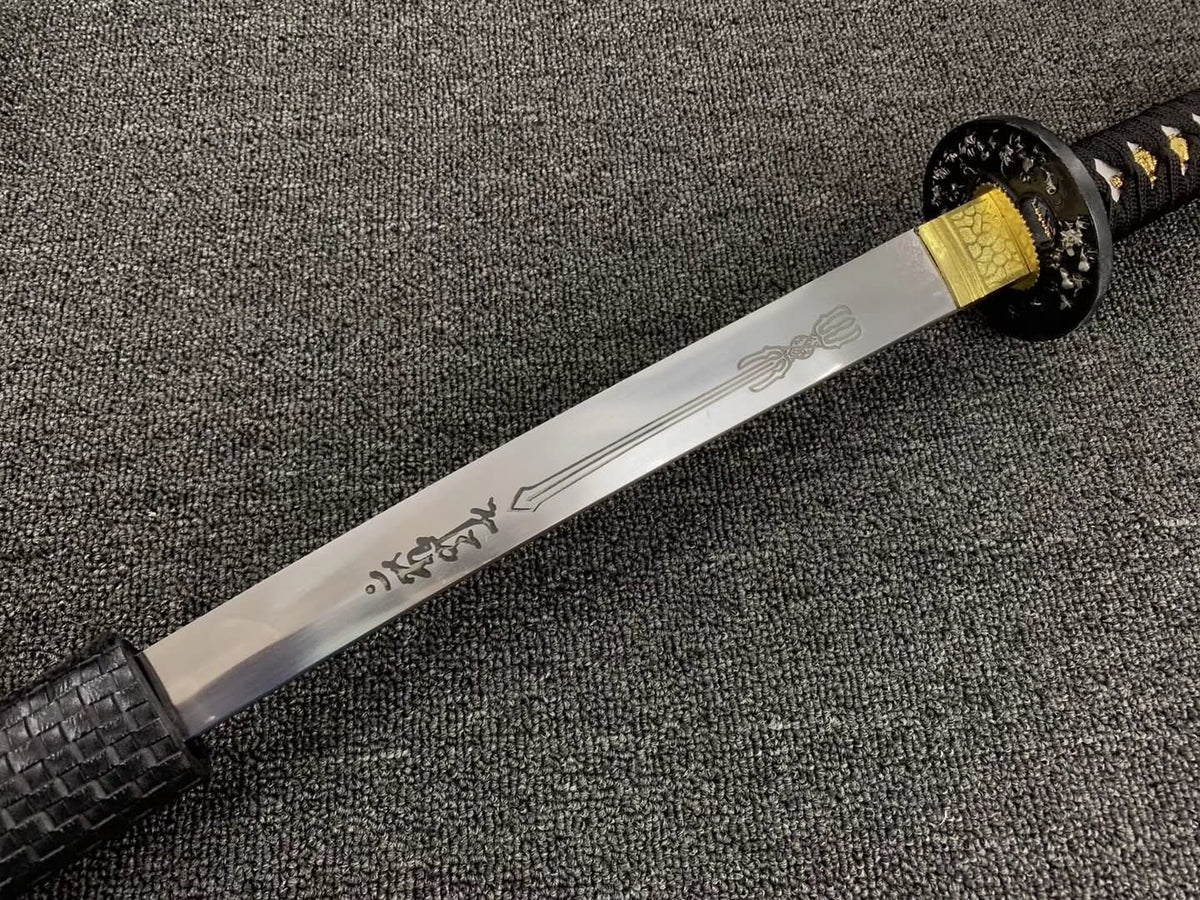 Samurai Sword KATANA-High Carbon Steel Full Tang Blade Leather scabbard - Chinese sword shop
