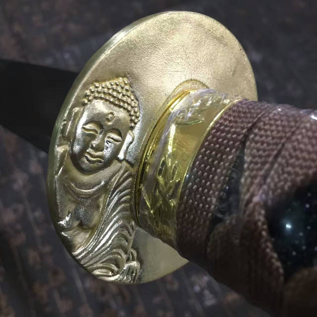 Saber(High manganese steel blade,Leather scabbard,Brass)Full tang - Chinese sword shop