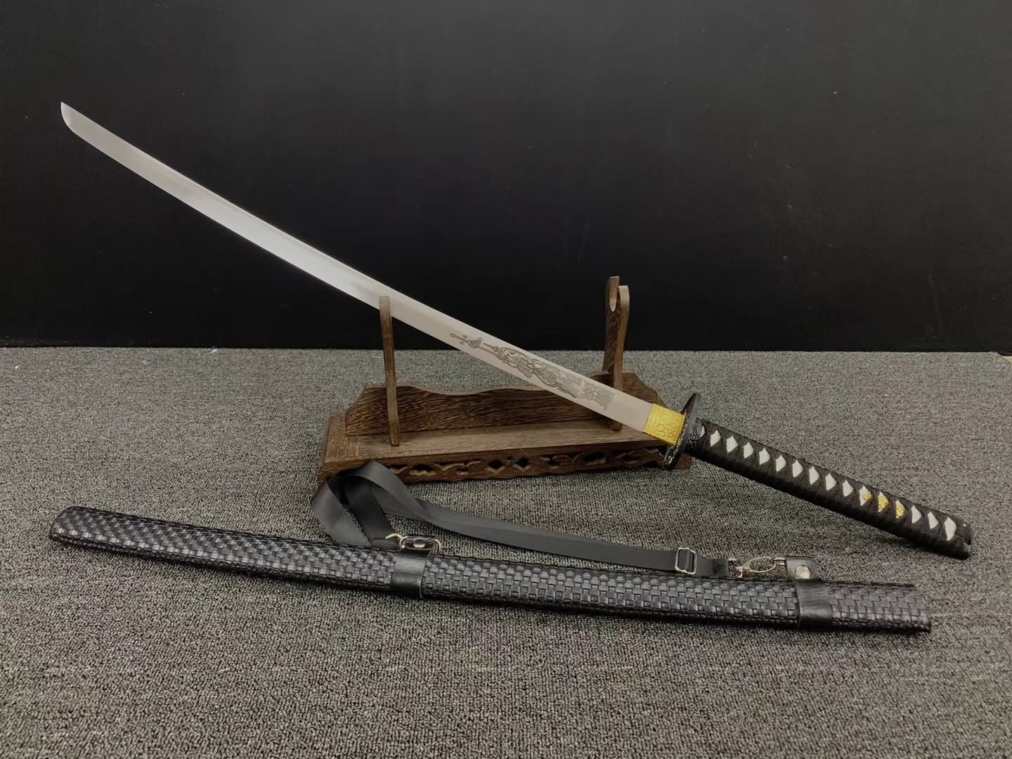 Samurai Sword KATANA-High Carbon Steel Full Tang Blade Leather scabbard - Chinese sword shop