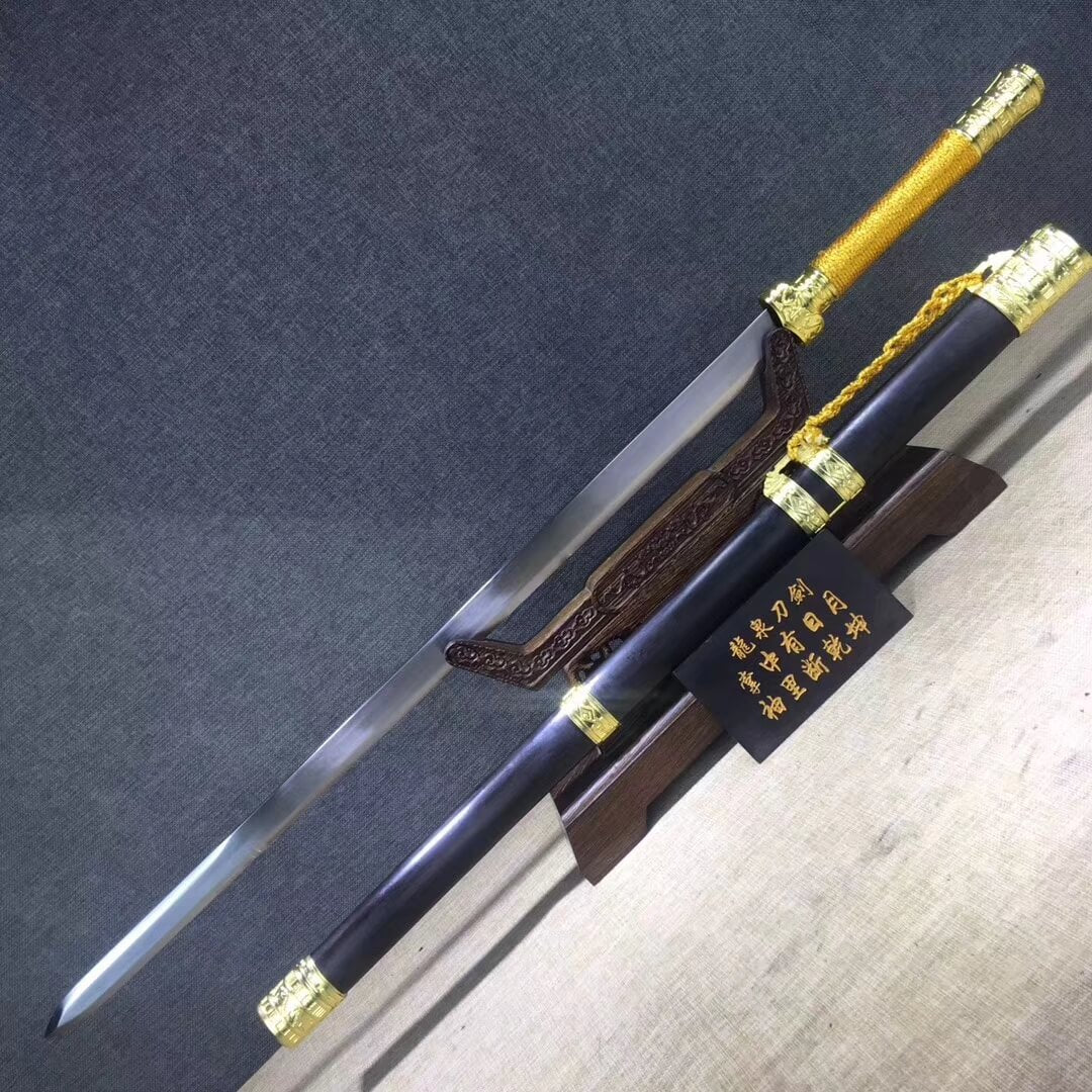 Wolong sword,Hand Forged(High carbon steel,Black wood,Alloy) - Chinese sword shop