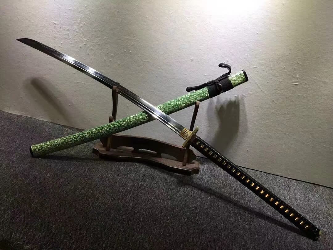 Japanese tachi,Hand forged(Hihg carbon steel blade,Green skin)Full tang - Chinese sword shop
