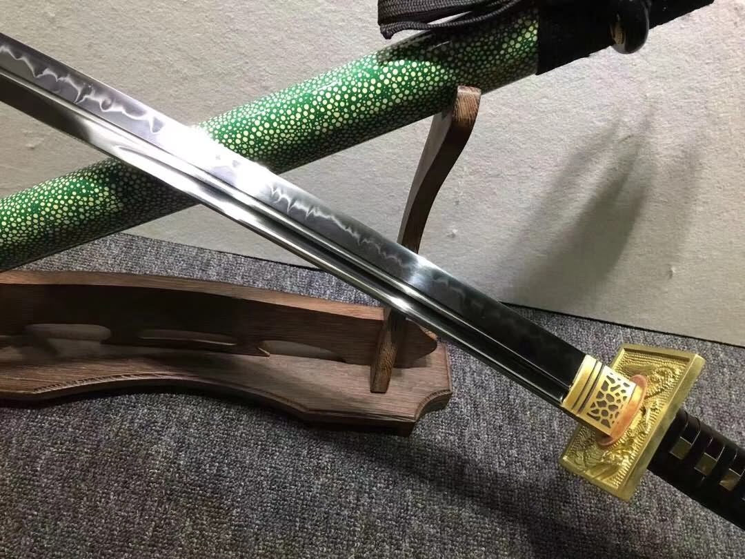 Japanese tachi,Hand forged(Hihg carbon steel blade,Green skin)Full tang - Chinese sword shop