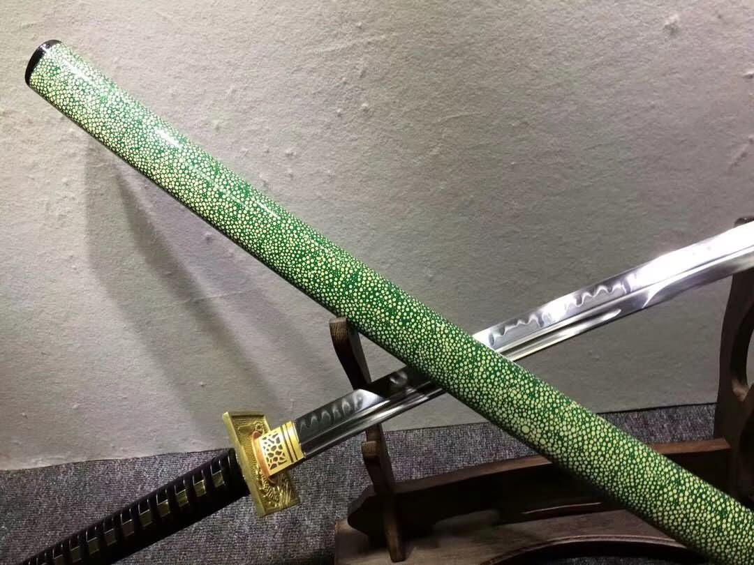 Japanese tachi,Hand forged(Hihg carbon steel blade,Green skin)Full tang - Chinese sword shop