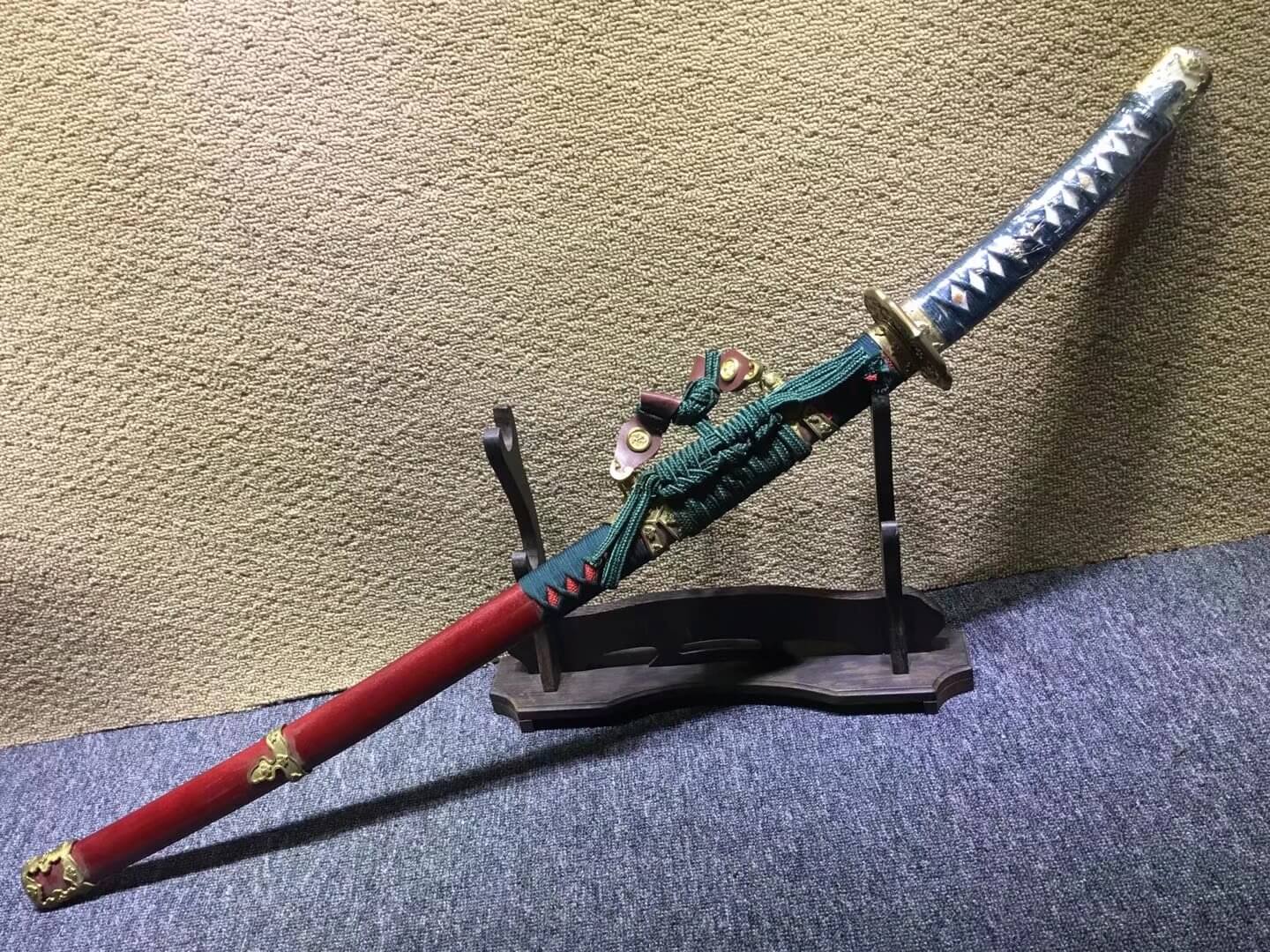Nihontou Tachi,Nodachi,Damascus steel burn blade,Wood scabbard,Brass tosogu - Chinese sword shop