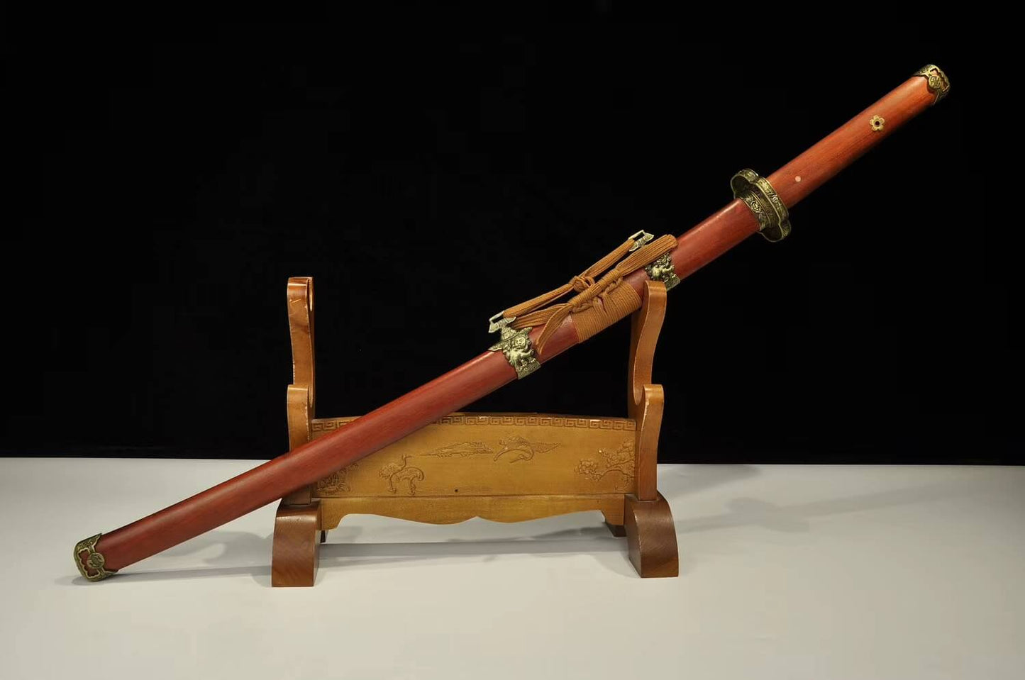 Tachi,Katana,Pattern steel blade,Redwood,Alloy - Chinese sword shop