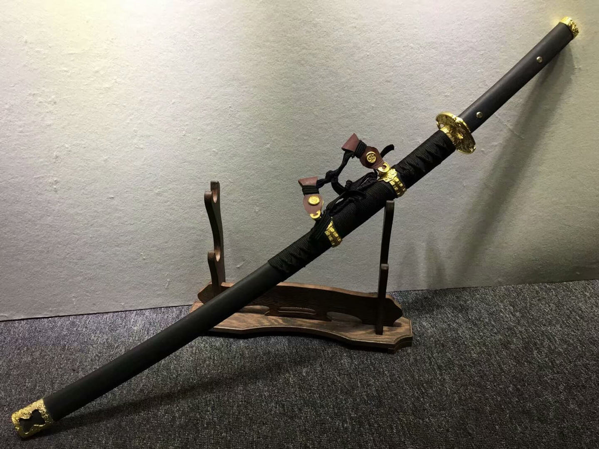 Nihontou Tachi/Katana/High carbon steel/Black wood,Alloy tosogu/Full tang - Chinese sword shop