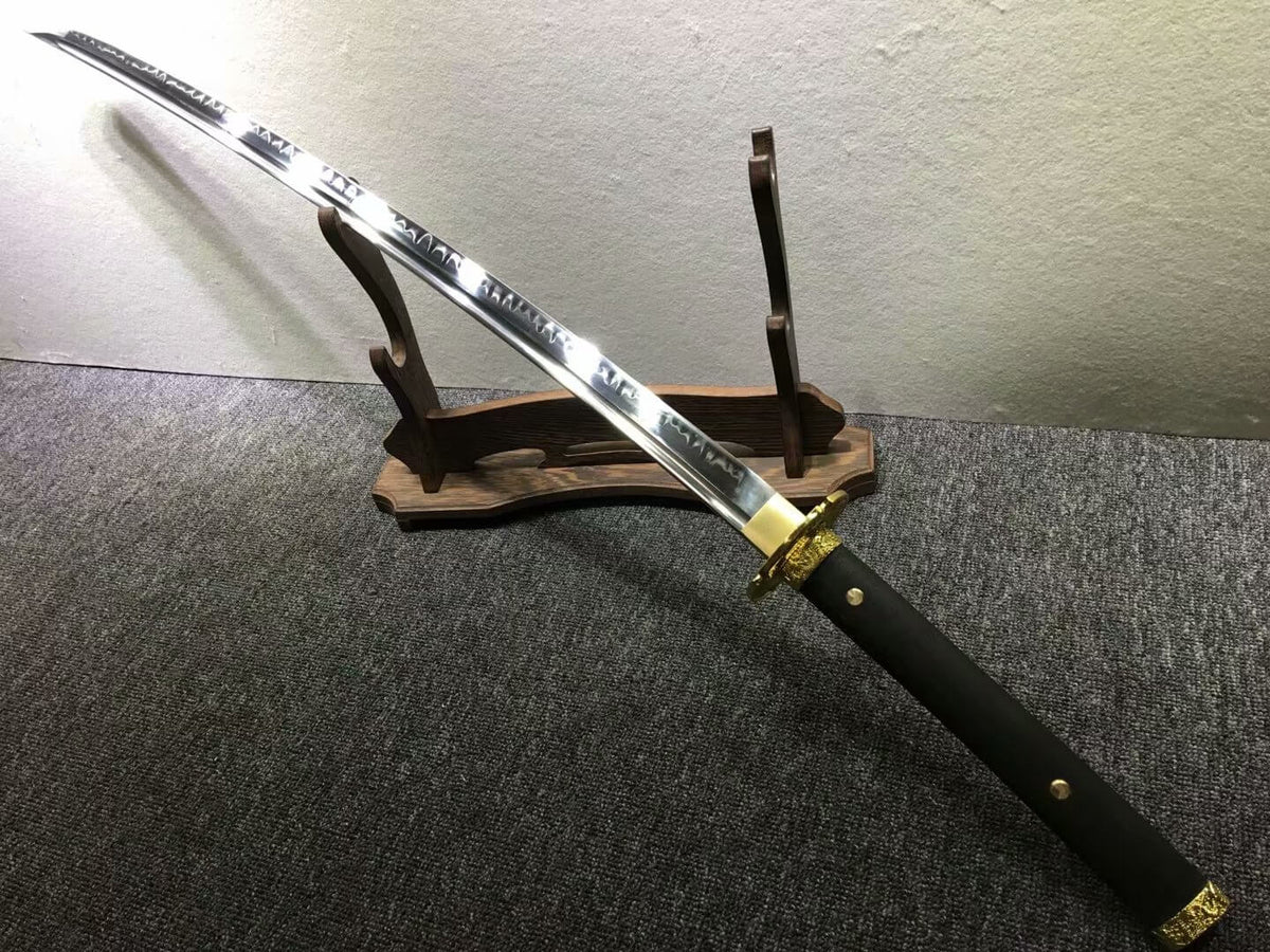 Nihontou Tachi/Katana/High carbon steel/Black wood,Alloy tosogu/Full tang - Chinese sword shop