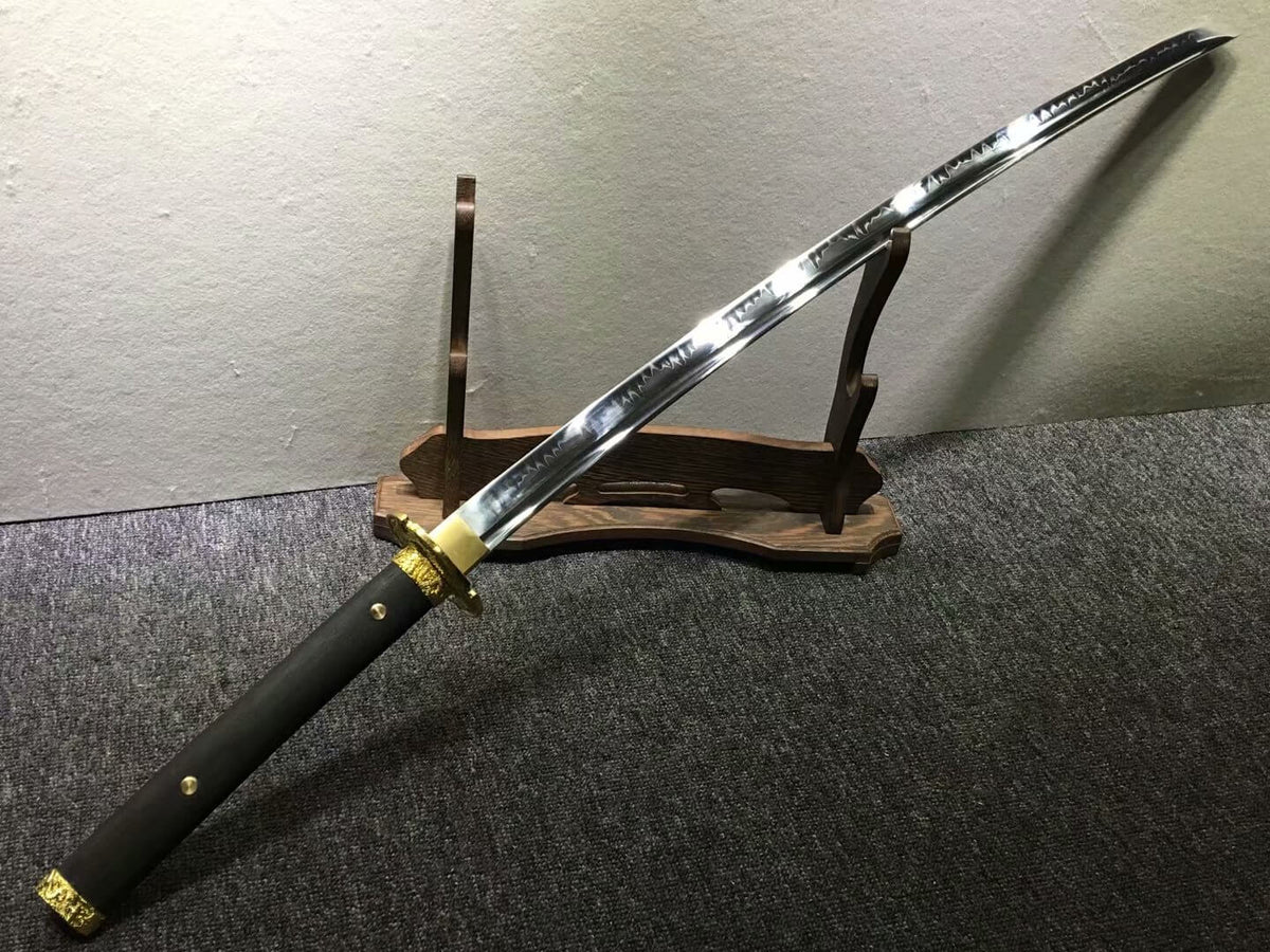 Nihontou Tachi/Katana/High carbon steel/Black wood,Alloy tosogu/Full tang - Chinese sword shop