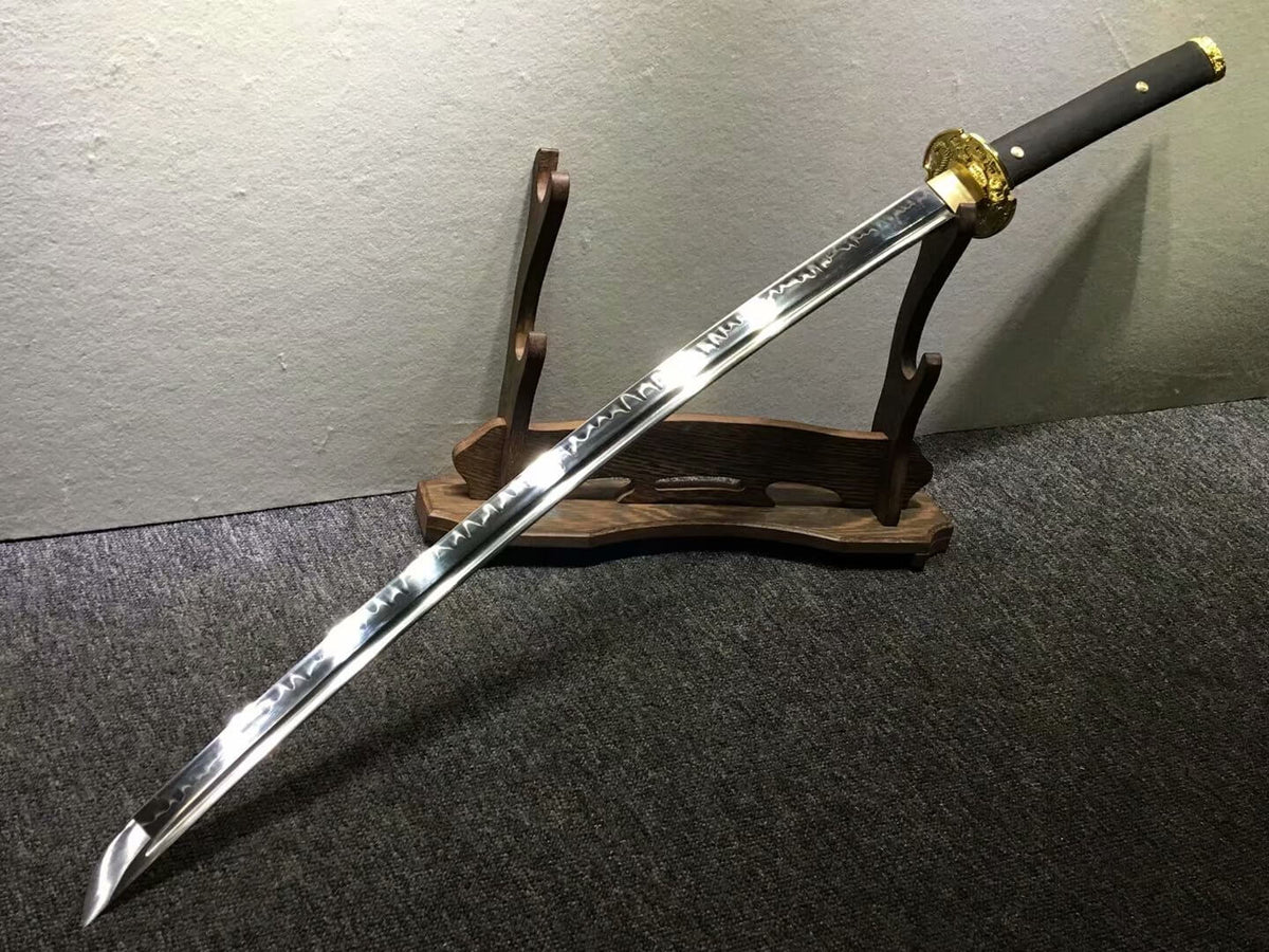 Nihontou Tachi/Katana/High carbon steel/Black wood,Alloy tosogu/Full tang - Chinese sword shop
