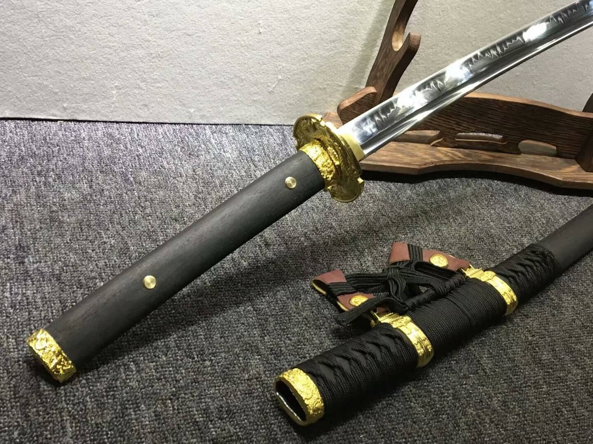 Nihontou Tachi/Katana/High carbon steel/Black wood,Alloy tosogu/Full tang - Chinese sword shop