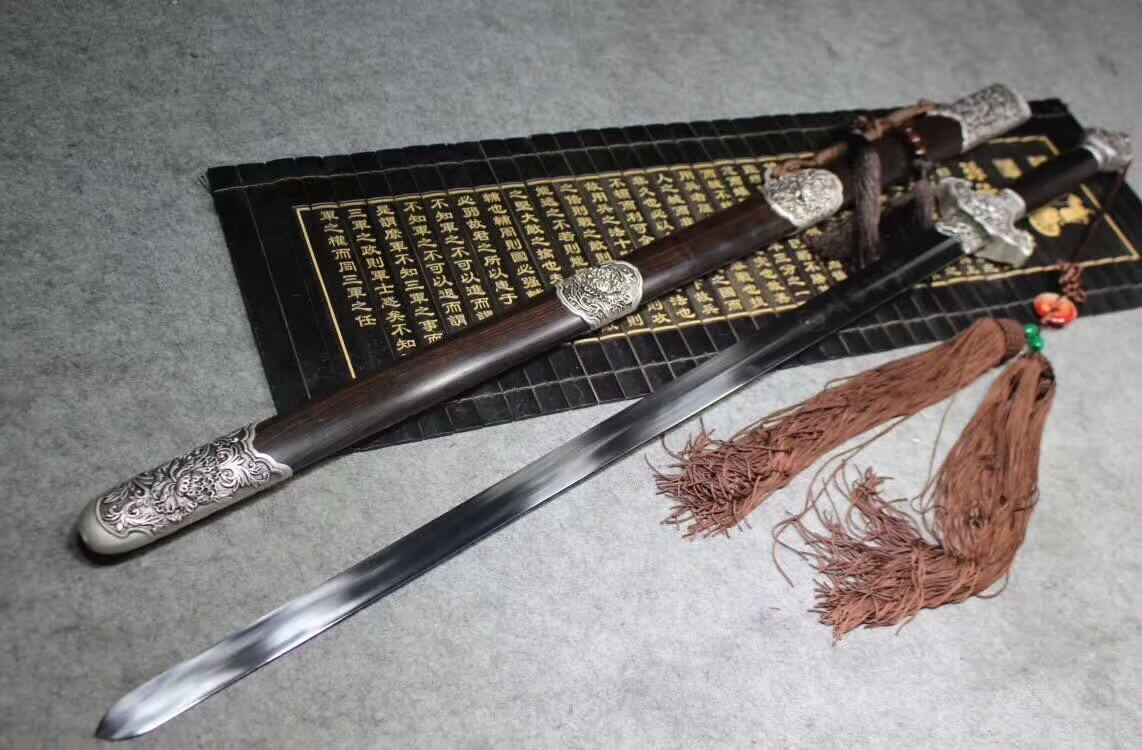 Peony Tai chi Sword/Stainless steel blade/Ebony scabbard/Alloy fittings - Chinese sword shop