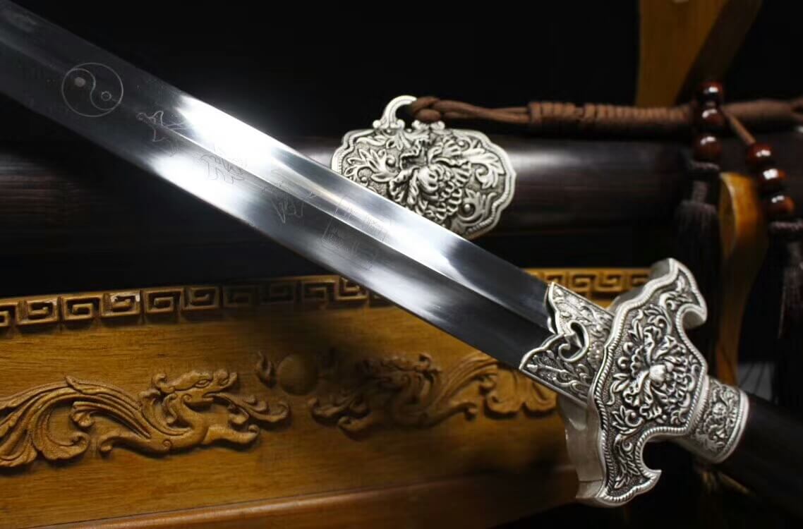 Peony Tai chi Sword/Stainless steel blade/Ebony scabbard/Alloy fittings - Chinese sword shop