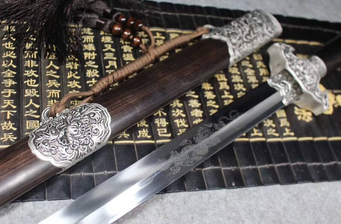 Peony Tai chi Sword/Stainless steel blade/Ebony scabbard/Alloy fittings - Chinese sword shop
