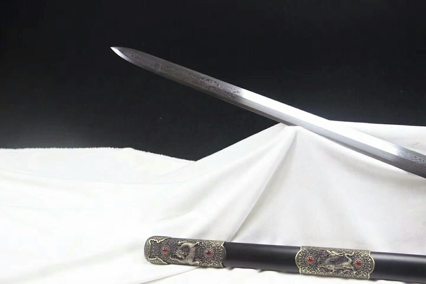Agate Tang sword,Damascus steel blade,Alloy fittings&handmade art - Chinese sword shop