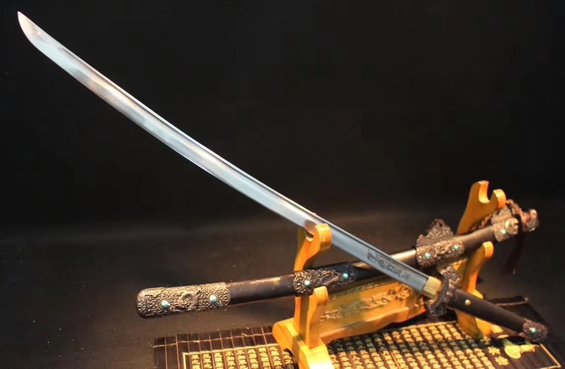 Tang dao,Machete,High carbon steel blade,Alloy,Black wood - Chinese sword shop