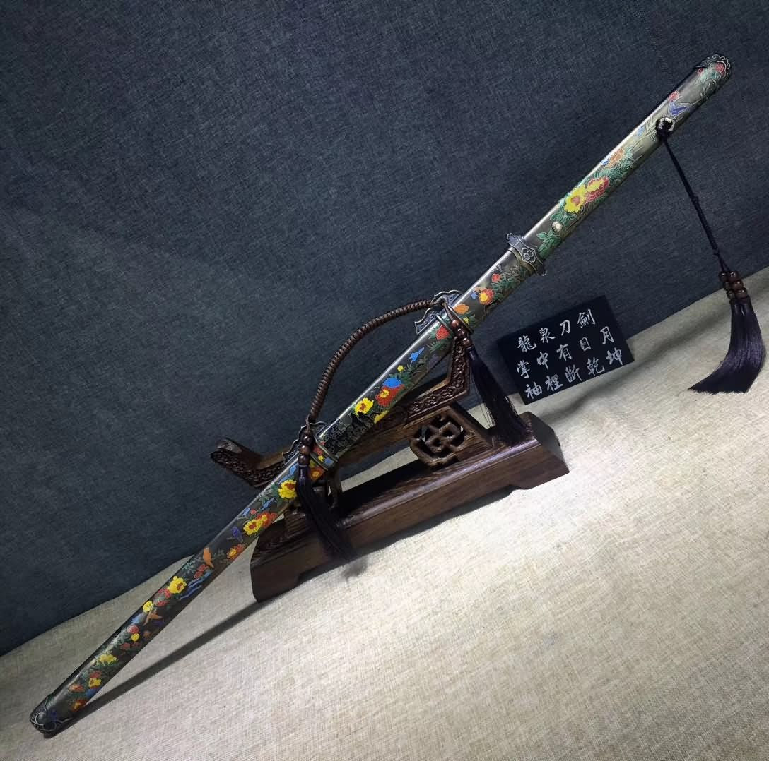 Tang dao sword,Hand forged(Damascus steel blade,Brass scabbard)Full tang - Chinese sword shop
